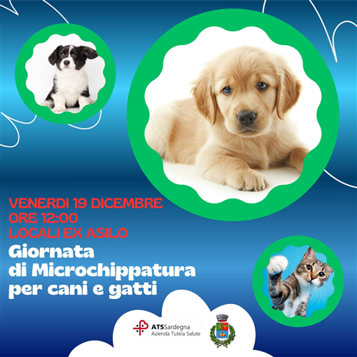 Avviso: Giornata di microchippatura gratuita di animali domestici (cani, gatti)